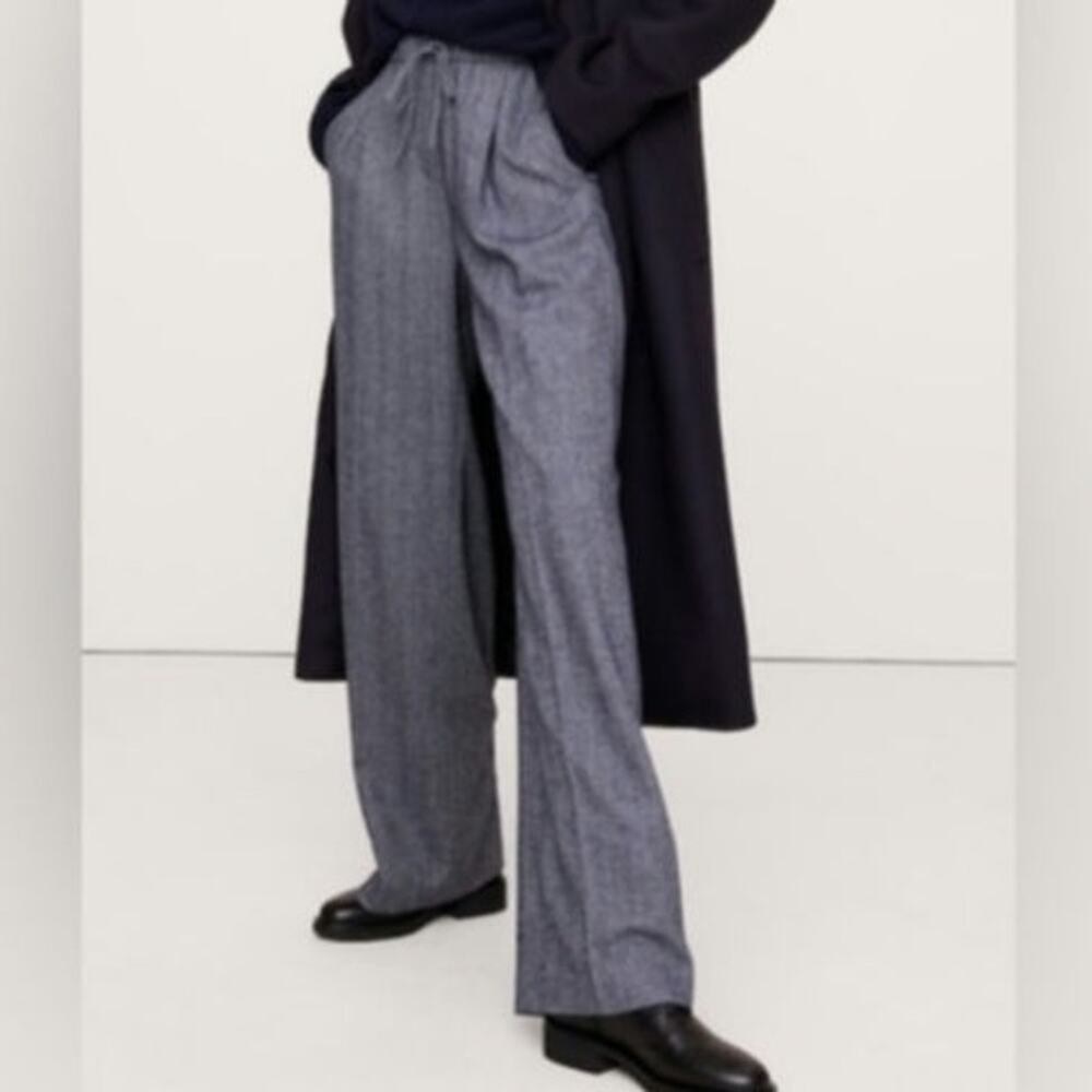 Banana Republic Women's Herringbone Wool Blend Italian Flannel Wide Leg Pant